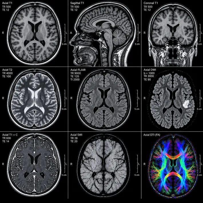 A grid of MRI brain scans