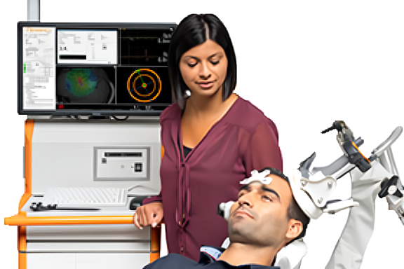 Medical professional with patient in clinic.