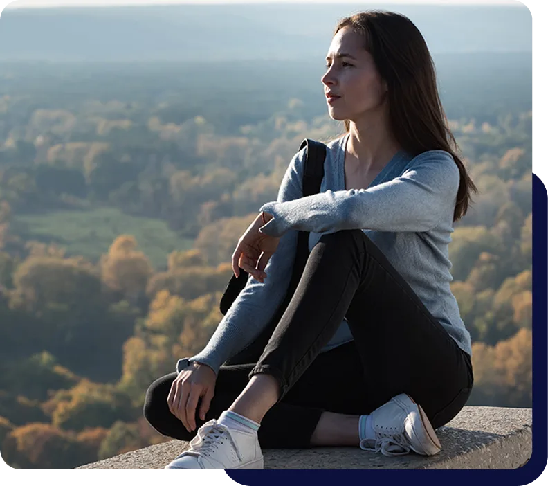 a woman looking relived after taking TMS for depression treatment in valencia, Calabasas & Lancaster, CA